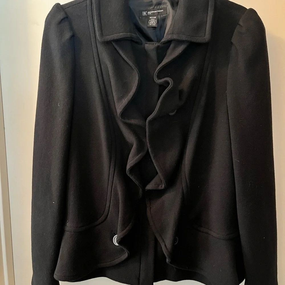 Black Ruffled Women's Jacket - Picture 1 of 7